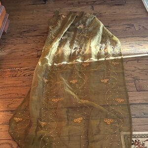 Silk embroidered sheer curtains